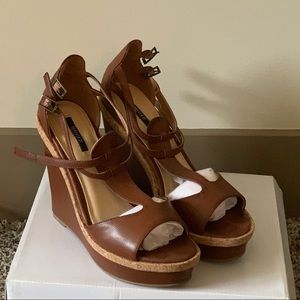 Brown wedge sandals